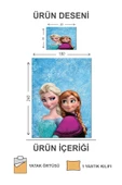 Kapitoneli Pamuk Dolgulu Kadife Kumaş Elsa Frozen Desenli Tek Kişilik Çocuk Genç Yatak Örtüsü Seti RENKLİ 180 X 240 - 2