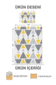 Kapitoneli Pamuk Dolgulu Kadife Kumaş Geometrik Desenli Tek Kişilik Çocuk Genç Yatak Örtüsü Seti RENKLİ 180 X 240 - 2