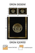 Pamuk Dolgulu Kadife Kumaş Medusa Kafası Desenli Çift Kişilik Kapitone Yatak Örtüsü Seti Drk-0241 GOLD-SİYAH 240 X 260 - 2