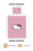 Kapitoneli Pamuk Dolgulu Kadife Kumaş Hello Kitty Desenli Tek Kişilik Çocuk Genç Yatak Örtüsü Seti RENKLİ 180 X 240 - 2