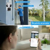 6K PTZ Wifi IP Kamera 4 Lens AI İnsan Algılama  WIFI Çift Ekran CCTV Güvenlik Koruma - 9