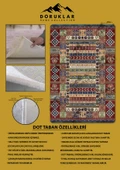 Kilim Desenli Kaymaz Tabanlı Yıkanabilir Leke Tutmaz Dot Taban Halı RENKLİ 140 X 200 - 2