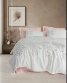 Cotton Box 3D Nakışlı Çift Kişilik Saten Nevresim Takımı Liva Pudra thumbnail 1