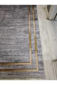 Eskitme Zeminli Gold Çerçeve Desenli Kaymaz Taban Yıkanır Leke Tutmaz Dot Taban Halı Drk8049-8 GOLD-GRİ 200 X 300 - 2