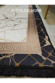 Çerçeveli Gold Granit Desenli Kaymaz Taban Yıkanır Leke Tutmaz Dot Taban Halı Drk-8006-1 SİYAH-KREM-GOLD 180 X 280 - 4