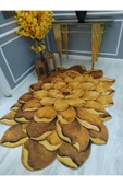 Hardal Renkli Lazer Kesim Desenli Kaymaz Taban Yıkanabilir Leke Tutmaz Dot Taban Halı Drk-8022-6 HARDAL-GOLD 80 X 150 - 1