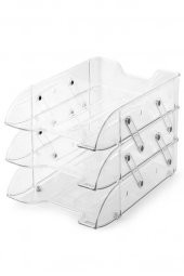 1803 Mafsallı Evrak Rafı 3lü Set Şeffaf Renksiz Organizer Düzenleyici - 2