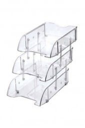 1803 Mafsallı Evrak Rafı 3lü Set Şeffaf Renksiz Organizer Düzenleyici - 3