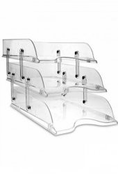 1803 Mafsallı Evrak Rafı 3lü Set Şeffaf Renksiz Organizer Düzenleyici - 5