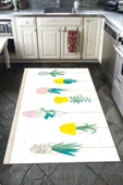 Kaymaz Tabanlı Yıkanabilir Tatlı Kaktüs Desenli Dot Taban Halı RENKLİ 140 X 200 - 1