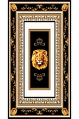 Kaymaz Tabanlı Yıkanabilir Çerçeveli Aslan Desenli Dot Taban Halı SİYAH-BEYAZ-GOLD 120 X 180 - 3