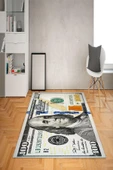 Kaymaz Taban Yıkanabilir 100 Dolar Desenli Dot Taban Halı RENKLİ 180 X 280 - 2