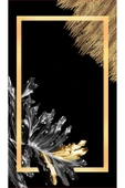 Kaymaz Tabanlı Yıkanabilir Çerçeveli Dekoratif Desenli Dot Taban Halı Siyah-Gold 180 X 280 - 2