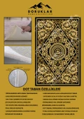Modern Desenli Kaymaz Tabanlı Yıkanabilir Leke Tutmaz Dot Taban Halı GOLD-SİYAH 100 X 200 - 2
