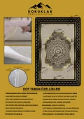 Kaymaz Taban Yıkanabilir Dijital Baskı Çerçeveli Gold Çizgili Halı RENKLİ 80 X 300 - 2