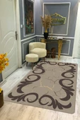 Kaymaz Taban Yıkanabilir Dijital Baskı Gold Mermerli Kuğu Desenli Halı RENKLİ 120 X 180 - 1