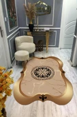 Kaymaz Taban Yıkanabilir Dijital Baskı Lazer Kesimli Gold Modern Desenli Dot Taban Halı RENKLİ 80 X 200 - 1