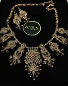 ZEYTUN AKSESUAR ELMAS MONTÜRLÜ GERDANLIK VE KÜPE SETİ - 1