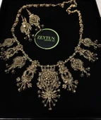 ZEYTUN AKSESUAR ELMAS MONTÜRLÜ GERDANLIK VE KÜPE SETİ - 2