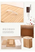 Tilbe Home Katlanır Bambu Kirli Çamaşır Sepeti Naturel Dikdörtgen Banyo Organizer Pinterest Stil Kapaklı Sepet - 2