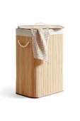Tilbe Home Katlanır Bambu Kirli Çamaşır Sepeti Naturel Dikdörtgen Banyo Organizer Pinterest Stil Kapaklı Sepet - 1