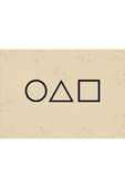 Kaymaz Tabanlı Yıkanabilir Geometrik Squid Game Desenli Çocuk Halısı Dot Taban Hal Bej 160 X 230 - 2