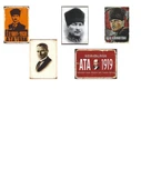 Mustafa Kemal Atatürk Temalı 5 Adet (20cmx29cm) Çerçeve Görünümlü A4 Mdf Tablo İle Ev, Okul, Kafe, İş Yeri Dekorasyonunuza Ruh Katan Dekoratif Hediyelik - 4