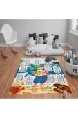 Kaymaz Tabanlı Yıkanabilir Çarpım Tablosu Desenli Çocuk Halısı Dot Taban Halı RENKLİ 140 X 200 - 1