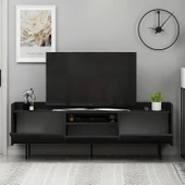 T0015 Lidya Kapaklı, Açık Raflı Tv Sehpası Ahşap siyah - 3