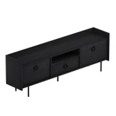 T0015 Lidya Kapaklı, Açık Raflı Tv Sehpası Ahşap siyah - 7