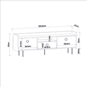T0015 Lidya Kapaklı, Açık Raflı Tv Sehpası Beyaz/Mormo Beyaz Mermer - 4