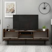 T0015 Lidya Kapaklı, Açık Raflı Tv Sehpası Gordion Mermer/Ceviz - 3