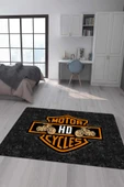Kaymaz Taban Makinada Yıkanabilir Dijital Baskı GOLD Motor Desenli Genç Odası Halısı RENKLİ 180 X 280 - 1