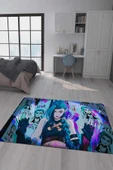 Kaymaz Taban Makinada Yıkanabilir Dijital Baskı Arcane Jinx Desenli Çocuk Odası Halısı Dot Taban Halı ARC23 RENKLİ 80 X 200 - 1