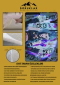 Kaymaz Taban Makinada Yıkanabilir Dijital Baskı Arcane Jinx Desenli Çocuk Odası Halısı Dot Taban Halı ARC23 RENKLİ 80 X 200 - 2