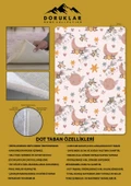Kaymaz Taban Makinada Yıkanabilir Dijital Baskı Ay Desenli Çocuk Odası Halısı Dot Taban Halı RB07 RENKLİ 100 X 300 - 2