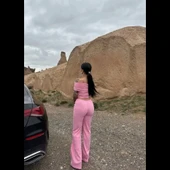 Madonna yaka bol paça pantolonlu takım - 1