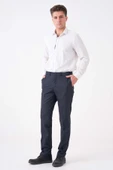 WORKMAN® FlexBelt™ Kızaklı İç Lastikli Koyu Lacivert  Desenli Erkek Pantolon: Gizli Esnek Bel Tasarımıyla Gün Boyu Konfor - 4