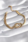 MuI MuI 316L Çelik Gold Renk İtalyan Zincir Düğüm Model Kadın Bileklik - 1