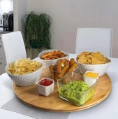 Busstier Bambu 360° Dönen Lüx Servis ve Sunum Tabağı - 30 cm Pizza ve Meze Tabağı thumbnail 6