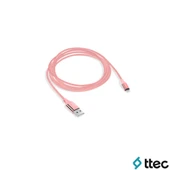 Ttec AlumiCable Extra Strong UsbA to Lightning Hızlı Data ve Fast Şarj Kablosu 120cm Pembe 2DK16RA thumbnail 2