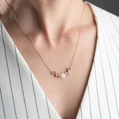 Vaoov 925 Ayar Gümüş Lila Taşlı Bahar Dalı Kolye thumbnail 3