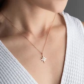 Vaoov 925 Ayar Gümüş Taşlı Kutup Yıldızı Kolye thumbnail 3