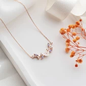 Vaoov 925 Ayar Gümüş Lila Taşlı Bahar Dalı Kolye thumbnail 1