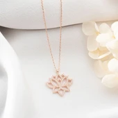 Vaoov 925 Ayar Gümüş Taşlı Lotus Kolye - 4