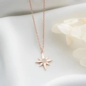 Vaoov 925 Ayar Gümüş Taşlı Kutup Yıldızı Kolye thumbnail 4