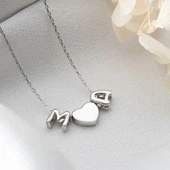 Vaoov 925 Ayar Gümüş İki Harf ve Kalp Kolye thumbnail 3