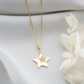 Vaoov 925 Ayar Gümüş Taşlı Yıldız Hediye Kolye thumbnail 1