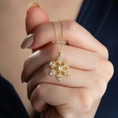 Vaoov 925 Ayar Gümüş Taşlı Kar Tanesi Hediye Kolye thumbnail 2