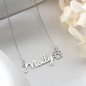 Vaoov 925 Ayar Gümüş El Yazısı İsim ve Pati Kolye thumbnail 3